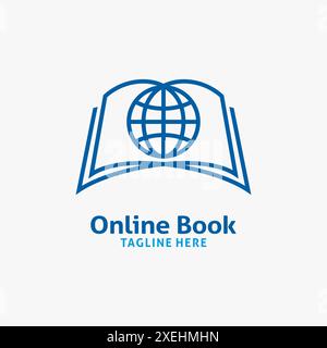 Book and world web for online book logo design Stock Vector