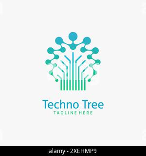 Tech tree logo design Stock Vector