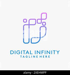 Letter D for digital infinity logo design Stock Vector