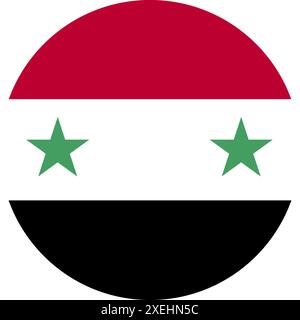 SYRIA Flag in circle vector illustration, official color, National flag, symbol of nation, government, flag vector, flag illustration, isolated flag Stock Vector