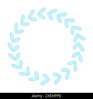 Abstract Blue Leaf Empty Circle Frame Stock Vector