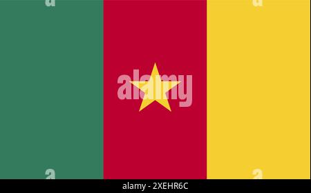 CAMEROON Flag vector illustration, official color, National flag, symbol of nation, government, vector, illustration, isolated flag Stock Vector