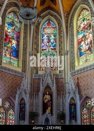 02 01 2024  Vintage Old Art of Stained Glass at Cathedral of the Holy Name,Church Colaba area in South Mumbai.Maharashtra INDIA Asia Stock Photo