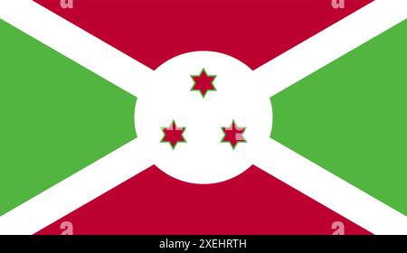 BURUNDI Flag vector illustration, official color, National flag, symbol of nation, government, vector, illustration, isolated flag Stock Vector