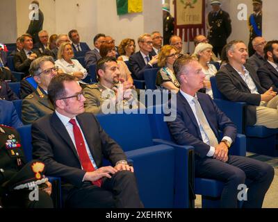 Cremona, Italy - June 26th 2024 Guardia di Finanza 250th Anniversary Event - Political leaders and business executives gathered in a conference room f Stock Photo