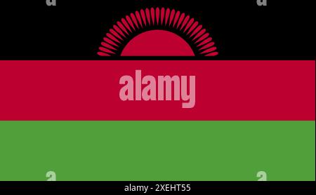 MALAWI Flag vector illustration, official color, National flag, symbol of nation, government, vector, illustration, isolated flag Stock Vector