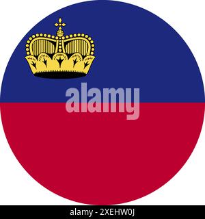 LIECHTENSTEIN Flag in circle vector illustration, official color, National flag, symbol of nation, government, vector, illustration, isolated flag Stock Vector