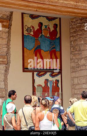 Mural in the palace of Knossos. Stock Photo