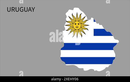 Uruguay flag map, official color with proportion, fully Editable illustration, vector, flag, government, National flag, patriotism Stock Vector