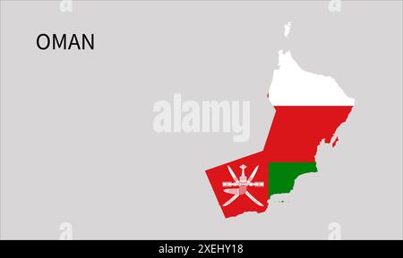 Oman flag map, official color with proportion, fully Editable illustration, vector, flag, government, National flag, patriotism Stock Vector