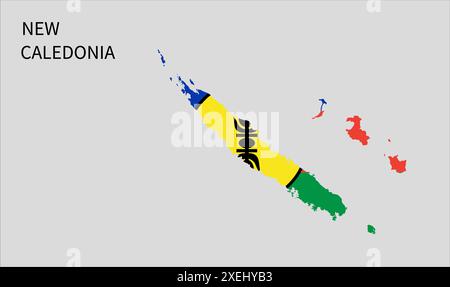 New Caledonia flag map, official color with proportion, fully Editable illustration, vector, flag, government, National flag, patriotism Stock Vector