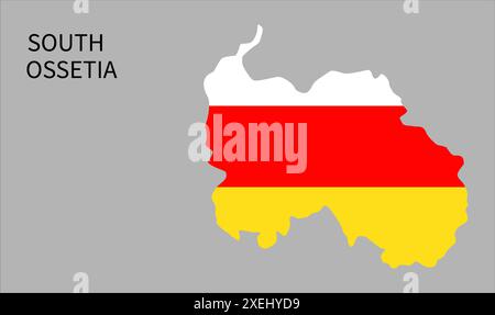 South Ossetia flag map, official color with proportion, fully Editable illustration, vector, flag, government, National flag, patriotism Stock Vector