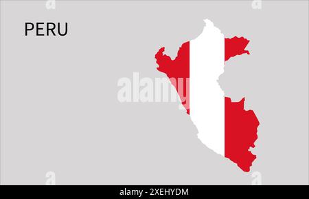 Peru flag map, official color with proportion, fully Editable illustration, vector, flag, government, National flag, patriotism Stock Vector