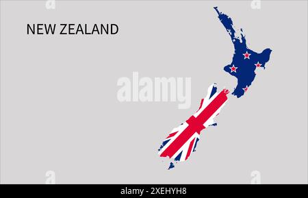 New Zealand flag map, official color with proportion, fully Editable illustration, vector, flag, government, National flag, patriotism Stock Vector