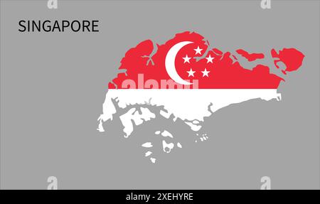 Singapore flag map, official color with proportion, fully Editable illustration, vector, flag, government, National flag, patriotism Stock Vector