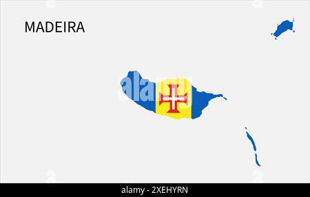Madeira flag map, official color with proportion, fully Editable illustration, vector, flag, government, National flag, patriotism Stock Vector