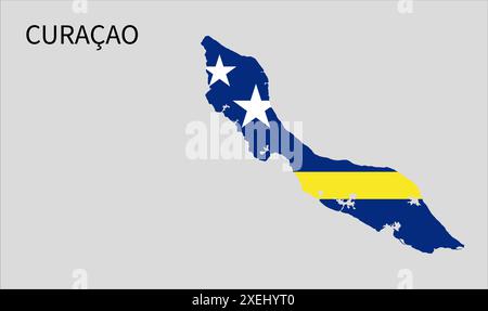 Curacao flag map, official color with proportion, fully Editable illustration, vector, flag, government, National flag, patriotism Stock Vector