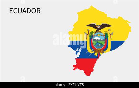 Ecuador flag map, official color with proportion, fully Editable illustration, vector, flag, government, National flag, patriotism Stock Vector