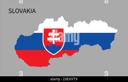 Slovakia flag map, official color with proportion, fully Editable illustration, vector, flag, government, National flag, patriotism Stock Vector