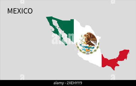 Mexico flag map, official color with proportion, fully Editable illustration, vector, flag, government, National flag, patriotism Stock Vector