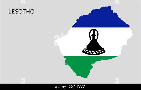 Lesotho flag map, official color with proportion, fully Editable illustration, vector, flag, government, National flag, patriotism Stock Vector