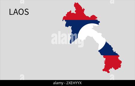 Laos flag map, official color with proportion, fully Editable illustration, vector, flag, government, National flag, patriotism Stock Vector