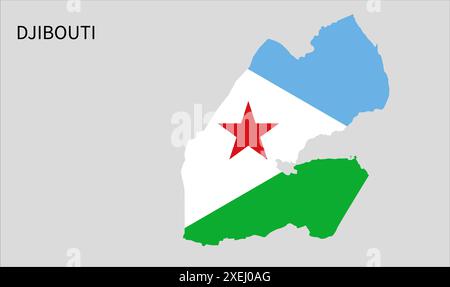 Djibouti flag map, official color with proportion, fully Editable illustration, vector, flag, government, National flag, patriotism Stock Vector