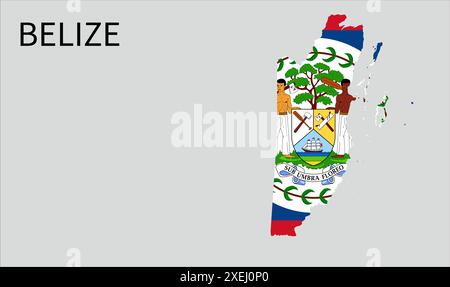 Belize flag map, official color with proportion, fully Editable illustration, vector, flag, government, National flag, patriotism Stock Vector