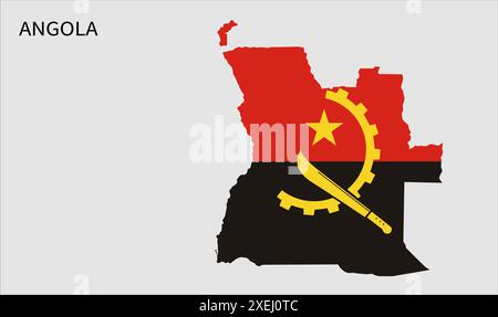 Angola flag map, official color with proportion, fully Editable illustration, vector, flag, government, National flag, patriotism Stock Vector