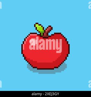 Vector Illustration of Apple fruit with Pixel Art Design, perfect for game assets themed designs Stock Vector