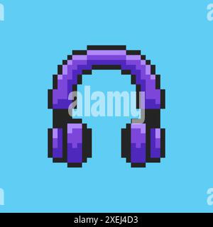 Vector Illustration of headphones with Pixel Art Design, perfect for game assets themed designs Stock Vector