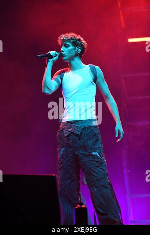 LONDON, ENGLAND - JUNE 27: Troye Sivan performing at OVO Arena, Wembley on June 27, 2024 in London, England.CAP/MAR ©MAR/Capital Pictures Stock Photo