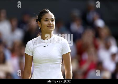 File photo dated 29-06-2022 of Emma Raducanu, whose first Wimbledon match for two years will be against Russian 22nd seed Ekaterina Alexandrova. Issue date: Friday June 28, 2024. Stock Photo