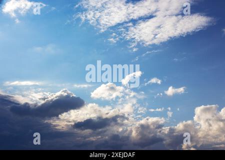 cloudy weather meteorology background. cumulus clouds on the blue sky blown by the wind Stock Photo