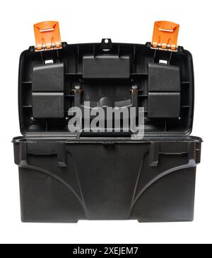 Opened plastic tool box on isolated background Stock Photo
