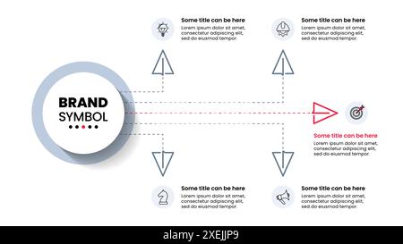 Infographic template with icons and 5 options or steps. Paper plane. Can be used for workflow layout, diagram, banner, webdesign. Vector illustration Stock Vector