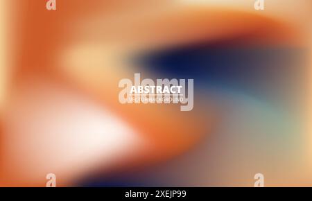 Bright orange and dark blue holographic background. Abstract apricot liquid gradient creative banner. Blurred soft blend color gradation minimalist Stock Vector
