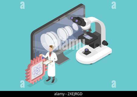 3D Isometric Flat  Conceptual Illustration of Optical Technology, Science and Research 3D Isometric Flat  Conceptual Illustratio Stock Photo