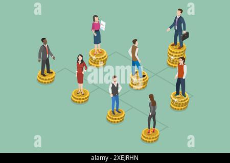 3D Isometric Flat  Conceptual Illustration of Corporate Hierarchy, Career Ladder 3D Isometric Flat  Conceptual Illustration of C Stock Photo