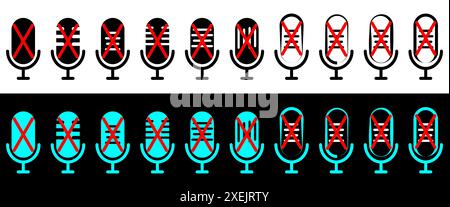Mute Microphone icon. Mic icon muted. Muted sound symbol. Stock Vector