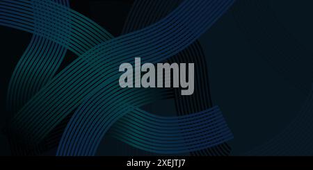 Abstract background with curved stripes that intertwine forming a kind of knot in dark blue tones Stock Vector