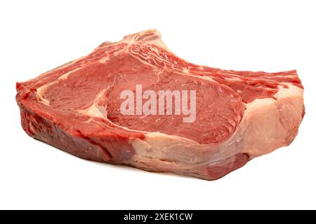 raw beef rib, close-up, isolated on a white background Stock Photo