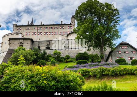 View of Hohenwerfen Castle: Austria's Medieval Fortress Stock Photo