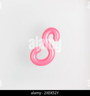 3D Pink Script Lowercase Letter B on light background. Cute Cursive ...