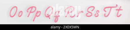 3D Pink Script Set Uppercase and Lowercase Letter A,B,C,D,E,F,G on ...
