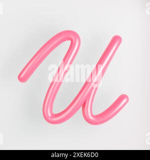 3D Pink Script Uppercase Letter L on light background. Cute Cursive ...