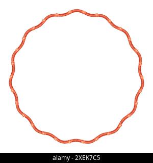 Abstract Textured Rope Stitched Wavy Round Frame Stock Vector