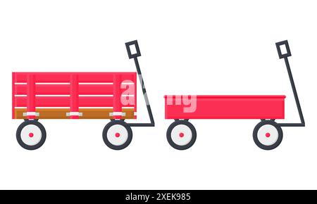 Fun Red Toy Cart Element. Children Toy Cart Design. Transportation Toys. Stock Vector