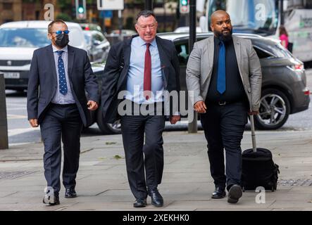 London, UK. 28th June, 2024. Craig Carter, 51, charged with misconduct in public office over the alleged theft of money from a man who died after collapsing. The victim, Claudio Gaetani, died while cycling. PC Craig Carter, 51, appears at Westminster magistrates court on Friday after being charged with misconduct in public office over the alleged incident. He is alleged to have stolen money from a man who had collapsed and died in Harringay in north London in September 2022 Credit: Mark Thomas/Alamy Live News Stock Photo