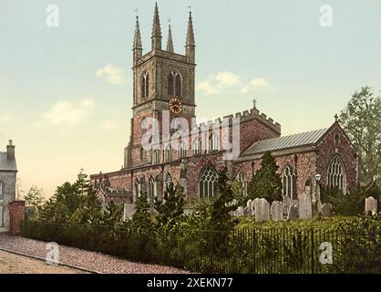 St Mary’s Church in Lutterworth, Distrikt Harborough, Grafschaft Leicestershire, England, um 1890, Historisch, digital restaurierte Reproduktion von einer Vorlage aus dem 19. Jahrhundert Stock Photo